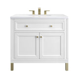 James Martin Vanities Chicago Collection 36 in. Single Vanity in Glossy White with Countertop Options - 305-V36-GW-3AF