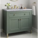 James Martin Vanities Chicago Collection 36 in. Single Vanity in Smokey Celadon with Countertop Options - 305-V36-SC-3AF