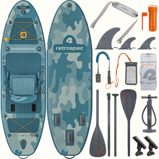 Retrospec June Nano Kids’ Inflatable Fishing Paddle Board Kayak Hybrid 9'6" - 6311
