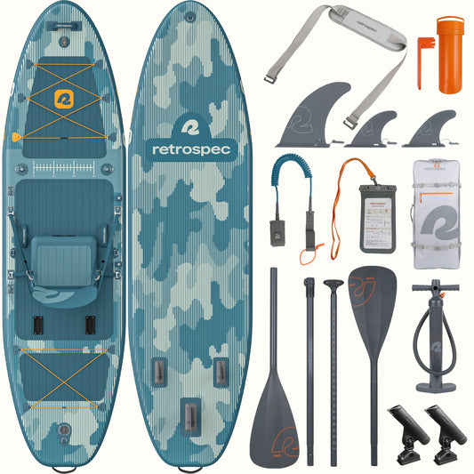 Retrospec June Inflatable Fishing Paddle Board Kayak Hybrid 11’6” - 6310