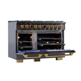 Kucht 48" 8 Burner Double Oven Propane Gas Dual Fuel Range in Titanium Stainless Steel with Digital Thermostat - KXD48/LP