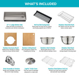 KRAUS Kore Dual Tier 57" Undermount Workstation 16 Gauge Single Bowl Kitchen Sink