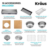 KRAUS Kore Dual Tier 57" Undermount Workstation 16 Gauge Single Bowl Kitchen Sink