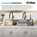 KRAUS Kore Dual Tier 57" Undermount Workstation 16 Gauge Single Bowl Kitchen Sink