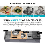 KRAUS Kore Dual Tier 57" Undermount Workstation 16 Gauge Single Bowl Kitchen Sink