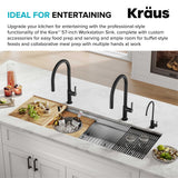 KRAUS Kore Dual Tier 57" Undermount Workstation 16 Gauge Single Bowl Kitchen Sink