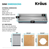 KRAUS Kore Dual Tier 57" Undermount Workstation 16 Gauge Single Bowl Kitchen Sink
