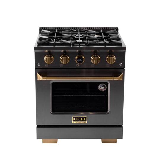 Kucht 30" 4.2 cu. ft. 4 Burner Natural Gas Dual Fuel Range in Titanium Stainle - KXD30