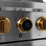 Kucht 36" 5.2 cu. ft. 6 Burner Natural Gas Dual Fuel Range in Stainless Steel with Gold Accents and Digital Thermostat - KXP36-GL