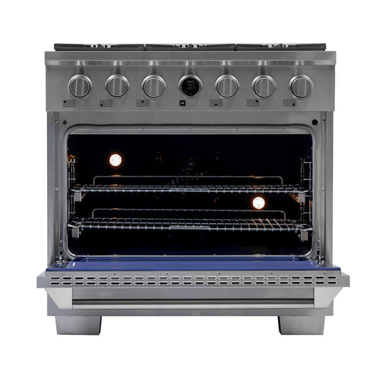 Kucht 36" 5.2 cu. ft. 6 Burner Natural Gas Dual Fuel Range in Stainless Steel with Digital Thermostat - KXP36-SS