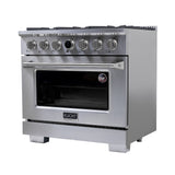Kucht 36" 5.2 cu. ft. 6 Burner Natural Gas Dual Fuel Range in Stainless Steel with Digital Thermostat - KXP36-SS