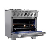 Kucht 36" 5.2 cu. ft. 6 Burner Natural Gas Dual Fuel Range in Stainless Steel with Digital Thermostat - KXP36-SS