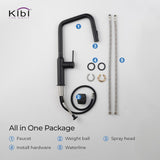 Kibi Macon Single Handle High Arc Pull Down Kitchen Faucet With Soap Dispenser in Matte Black Finish - C-KKF2007MB-KSD100MB