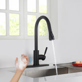 Kibi Single Handle Pull Down Kitchen Faucet With Touch Sensor In Matte Black Finish - F102MB-S