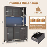 Costway Kitchen Pantry Storage Cabinet with LED Lights and Power Outlet New - JV11630US-CF+