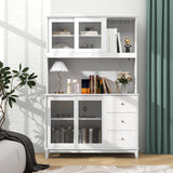 Costway Kitchen Pantry Storage Cabinet with LED Lights and Power Outlet New - JV11630US-CF+