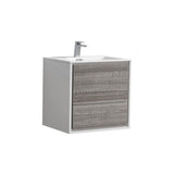 KubeBath 24 in. De Lusso Wall Mount Modern Bathroom Vanity With Color Options - DL24-GW