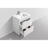 KubeBath Bliss 30 in. Free Standing Single Sink Modern Bathroom Vanity with Color Options - FMB30-GW
