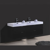 KubeBath Bliss 80 in. Wall Mount Double Sink Modern Bathroom Vanity - BSL80D-GW