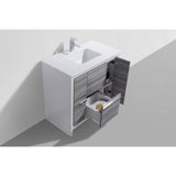 KubeBath Dolce 36 in. Single Sink Modern Bathroom Vanity with White Quartz Counter-Top - AD636GW