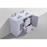 KubeBath Dolce 48 in. Double Sink Modern Bathroom Vanity with White Quartz Counter-Top - AD648DGW