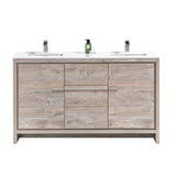 KubeBath Dolce 60 in. Freestanding Double Sink Modern Bathroom Vanity with White Quartz Counter-Top and Cabinet Color Options - AD660DGW