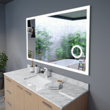 Arpella - Moderna 60x36 inch LED Mirror with built in 3x Magnifying Mirror, Memory Dimmer and Defogger - LEDBM6036