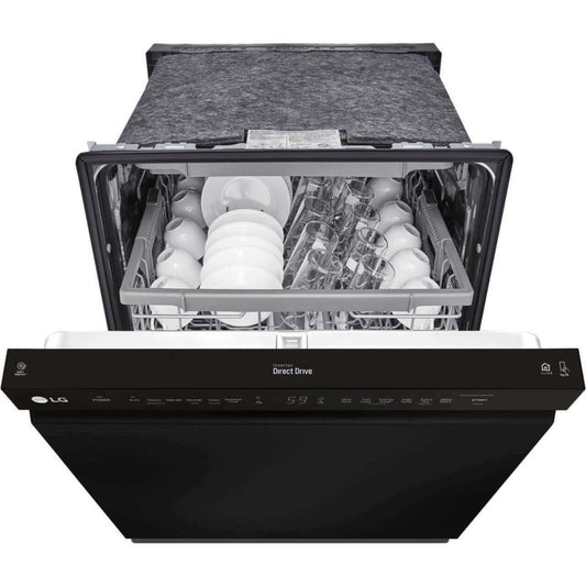 LG 24 in. Front Control Dishwasher with QuadWash and 3rd Rack in Smooth Black (LDFN4542B)