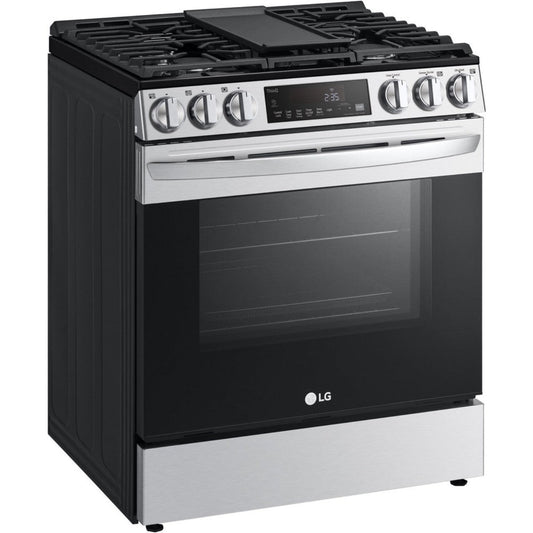 LG 30 in. 5.8-Cu Ft. Smart Wi-Fi Enabled Fan Convection Gas Slide-in Range with Air Fry and EasyClean (LSGL5833F)