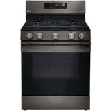 LG 30 in. 5.8-Cu. Ft. Gas Convection Smart Range with AirFry, Black Stainless Steel (LRGL5823D)