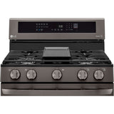 LG 30 in. 5.8-Cu. Ft. Gas Convection Smart Range with AirFry and InstaView, Black Stainless Steel (LRGL5825D)