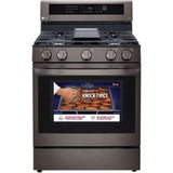 LG 30 in. 5.8-Cu. Ft. Gas Convection Smart Range with AirFry and InstaView, Black Stainless Steel (LRGL5825D)