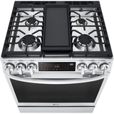 LG 30 in. 6.3-Cu. Ft. Smart Wi-Fi Enabled ProBake Convection InstaView Gas Slide-in Range with Air Fry, Stainless Steel (LSGL6335F)