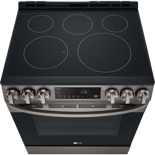 LG 30 in. 6.3-Cu Ft. Smart Wi-Fi Enabled Fan Convection Electric Slide-in Range with Air Fry and EasyClean (LSEL6333D)