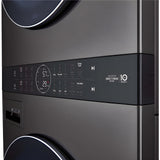 LG Single Unit Electric WashTower with Center Control in Black Steel (WKEX200HBA)