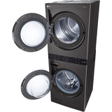 LG Single Unit Electric WashTower with Center Control in Black Steel (WKEX200HBA)
