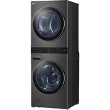 LG Single Unit Electric WashTower with Center Control in Black Steel (WKEX200HBA)