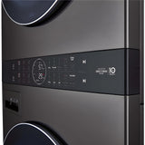 LG Single Unit Gas WashTower with Center Control, Black Steel (WKGX201HBA)