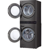 LG Single Unit Gas WashTower with Center Control, Black Steel (WKGX201HBA)