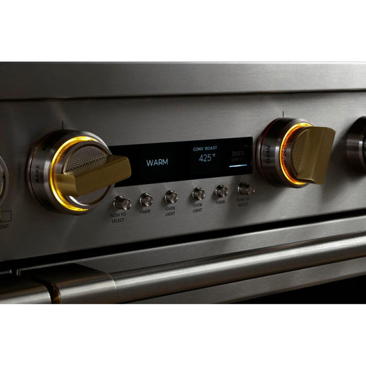 Monogram – 8.25 Cu. Ft. Freestanding Double Oven Dual Fuel Convection Range with Self-Clean, Built-In Wi-fi, and 6 Burners – Stainless steel - eo67
