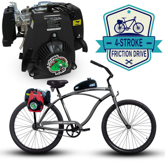 Tracer 26 Inch Men's Ace Beach Cruiser + 4 Stroke Friction Drive - FH-GASCAN2.5-BLK + FH-LNL-MOUNTING + FH-LOCKNLOAD-ENGINE + MB-TOUCH-M-BK