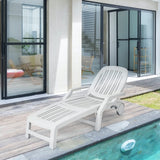 Tangkula Outdoor Chaise Lounge Chair, 5-Position Adjustable Recliner with Storage Box and Flexible Wheels - OP70717BK