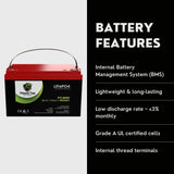 PowerTex Batteries 36V 50Ah LiFePO4 Lithium Iron Phosphate Battery - PTL3650