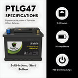 PowerTex 2021 Volkswagen Jetta L4 1.4LReplacement Car Battery BCI Group 47 Lithium LiFePO4 Automotive Powertex Battery - PTLG47-087