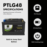 PowerTex 2022 Mercedes-Benz Sprinter 2500 L4 2.1L Replacement Car Battery BCI Group 48 Lithium LiFePO4 Automotive Powertex Battery - PTLG48-0433