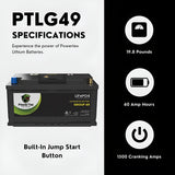 PowerTex 2009 BMW 128i Car Battery BCI Group 49 / H8 Replacement Lithium LiFePO4 Automotive Battery