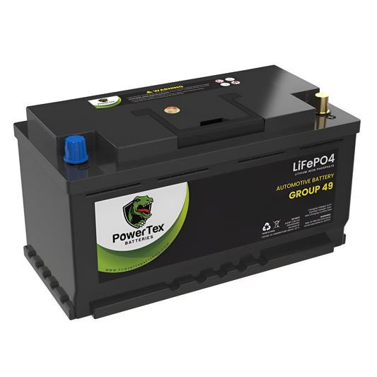 PowerTex 2023 Ram Promaster 1500 V6 3.6LReplacement Car Battery BCI Group 49 Lithium LiFePO4 Automotive Powertex Battery - PTLG49
