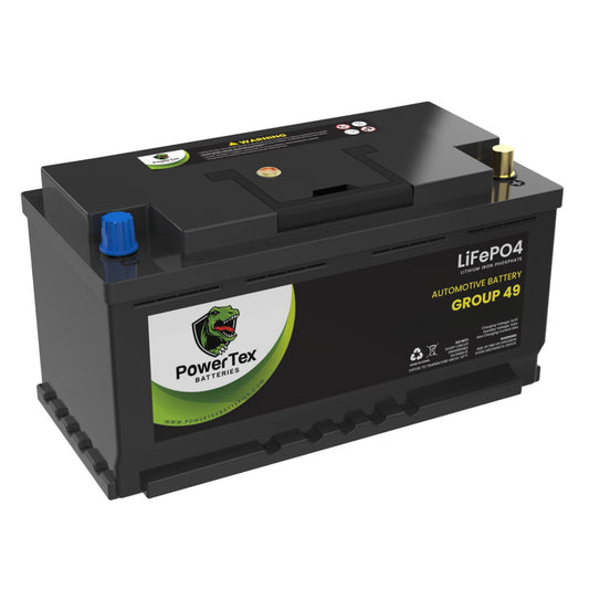 PowerTex 2024 Audi S8 V8 4.0LReplacement Car Battery BCI Group 49 Lithium LiFePO4 Automotive Powertex Battery - PTLG49-0249