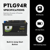 PowerTex 2022 BMW 228I L4 2.0L Replacement Car Battery BCI Group 94R Lithium LiFePO4 Automotive Powertex Battery