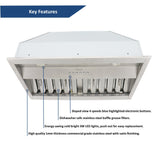 Awoco RH-BQ-X 30" Built-In Range Hood, 700 CFM, 4-Speed, LED Lights – RH-BQ-X30